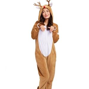 Tipsy Elves Reindeer Costume WOMEN'S RUDOLPH JUMPSUIT Halloween Christmas Santa